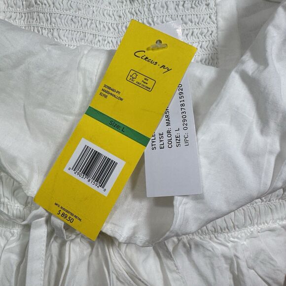 CIRCUS NY Elyse Cotton Halter Romper White Ruffle Pockets New Womens Large - Picture 4 of 10